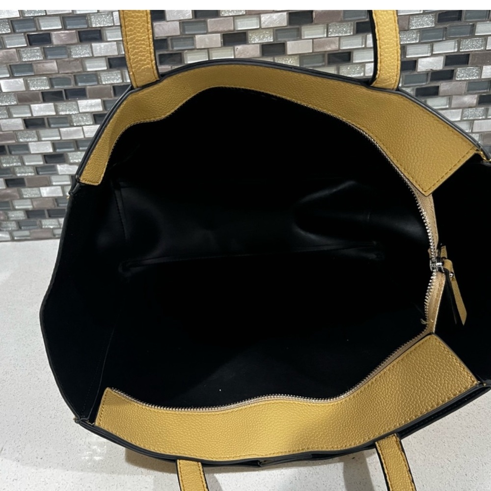 Tahari Yellow Tote with Chain Detail and Structured Design - Picture 10 of 11